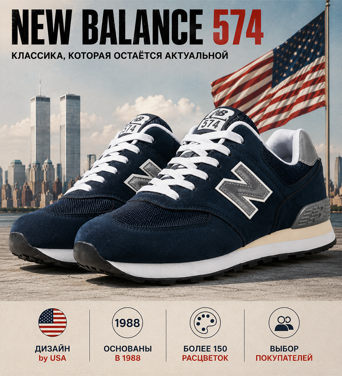 New Balance 574 — легенда с 1988 ⭐